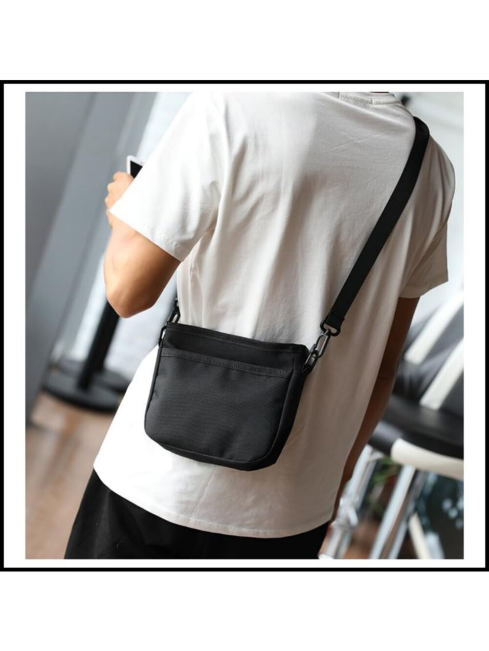Small Water Resistant RFID Blocking Crossbody Bag Unisex Adjustable Strap - Picture 2 of 6